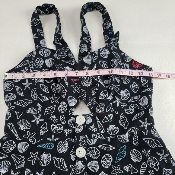 ModCloth Seashore Spectacular Linen Dress Womens 4 Black Sleeveless Fit Flare - Picture 13 of 14